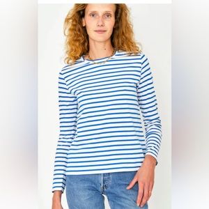 KULE Modern Long XS Blue and White Striped Tee